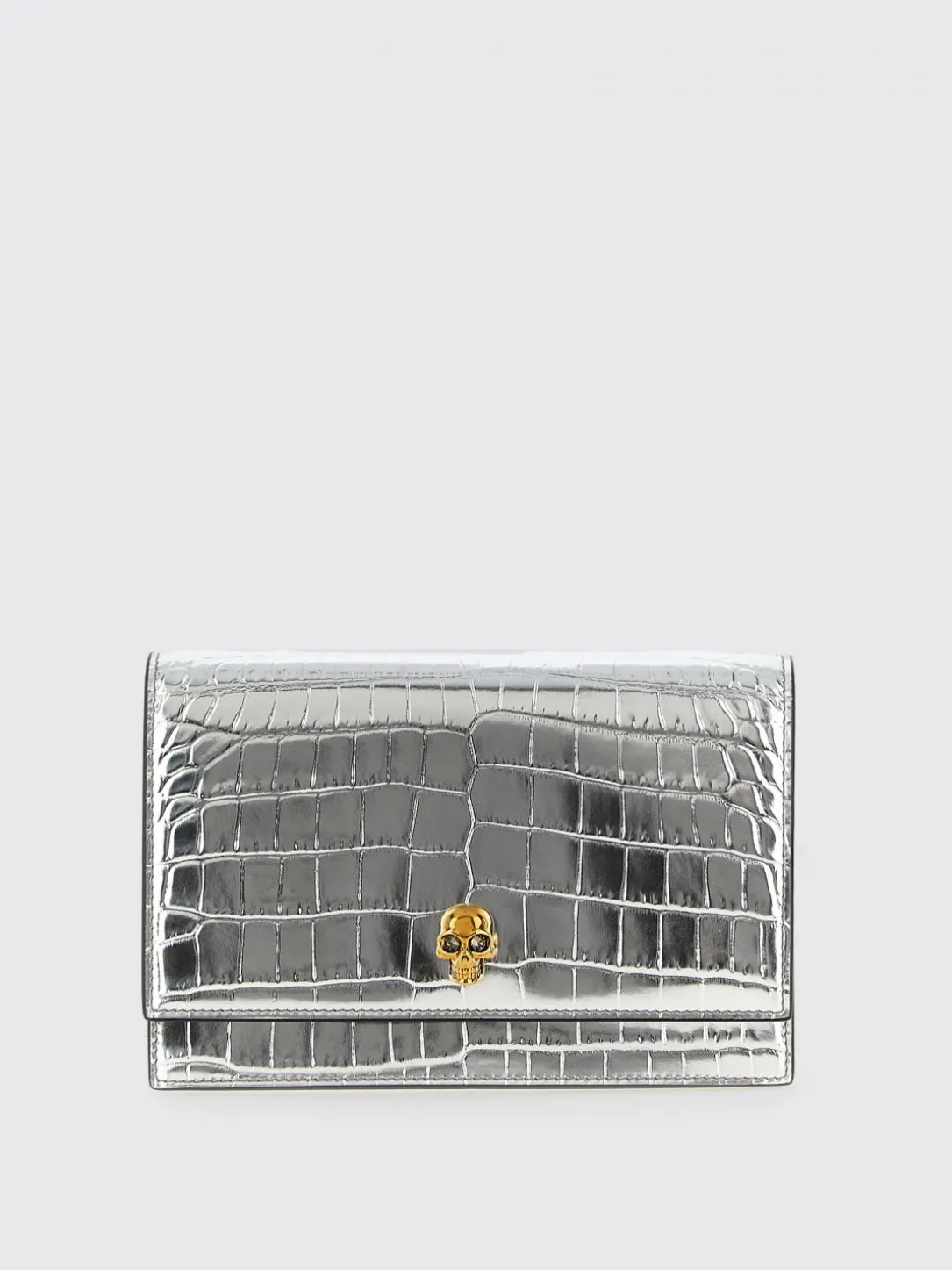 Borsa McQueen in pelle laminata stampa cocco