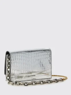 Borsa McQueen in pelle laminata stampa cocco