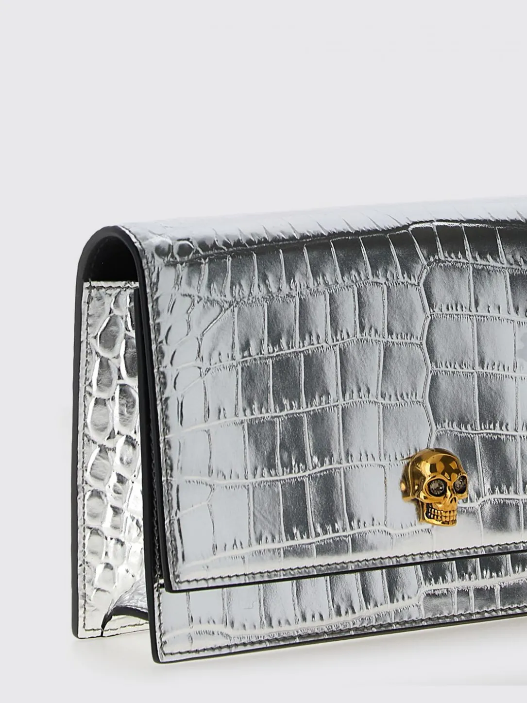 Borsa McQueen in pelle laminata stampa cocco