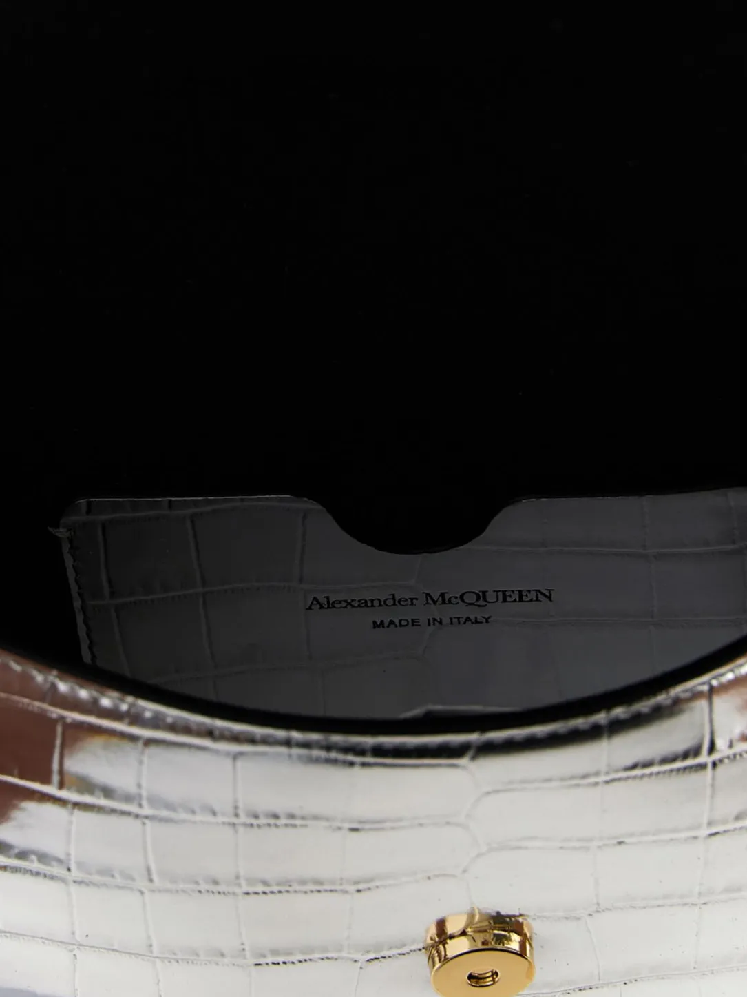 Borsa McQueen in pelle laminata stampa cocco