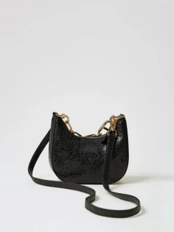 Borsa Mini Croissant Twinset in pelle sintetica cracklè