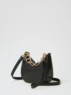 Borsa Mini Croissant Twinset in pelle sintetica cracklè