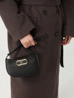 Borsa Mini Double Gancini Ferragamo in pelle martellata