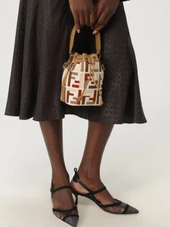 Borsa Mini Mon Tresor Fendi in canvas con ricamo FF multicolor