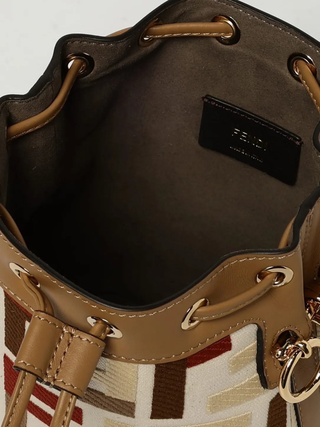 Borsa Mini Mon Tresor Fendi in canvas con ricamo FF multicolor