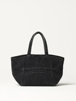 Borsa Mini Punch Alexander Wang in denim con logo