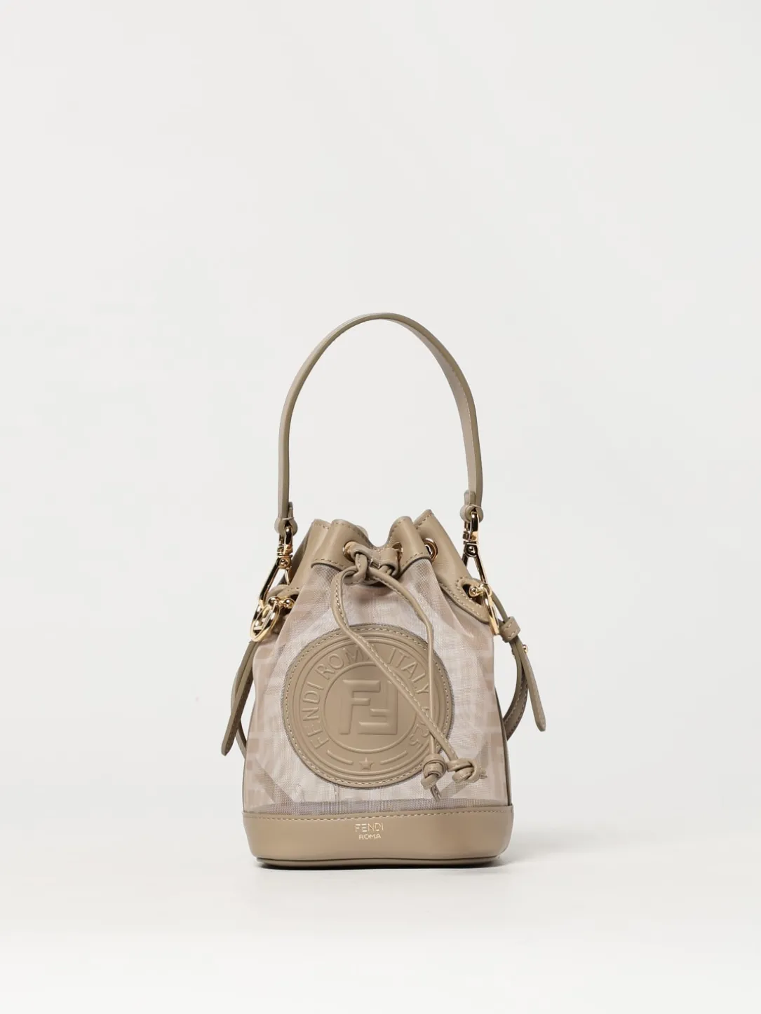 Borsa Mon Tresor Fendi in pelle e nylon a rete con monogram FF