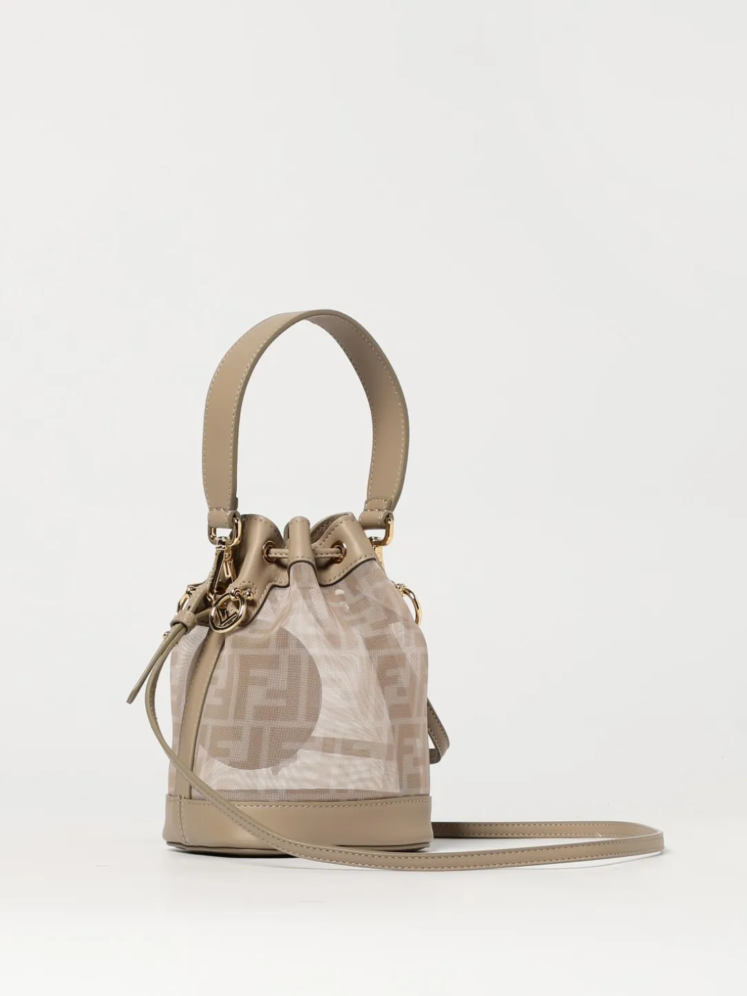 Borsa Mon Tresor Fendi in pelle e nylon a rete con monogram FF
