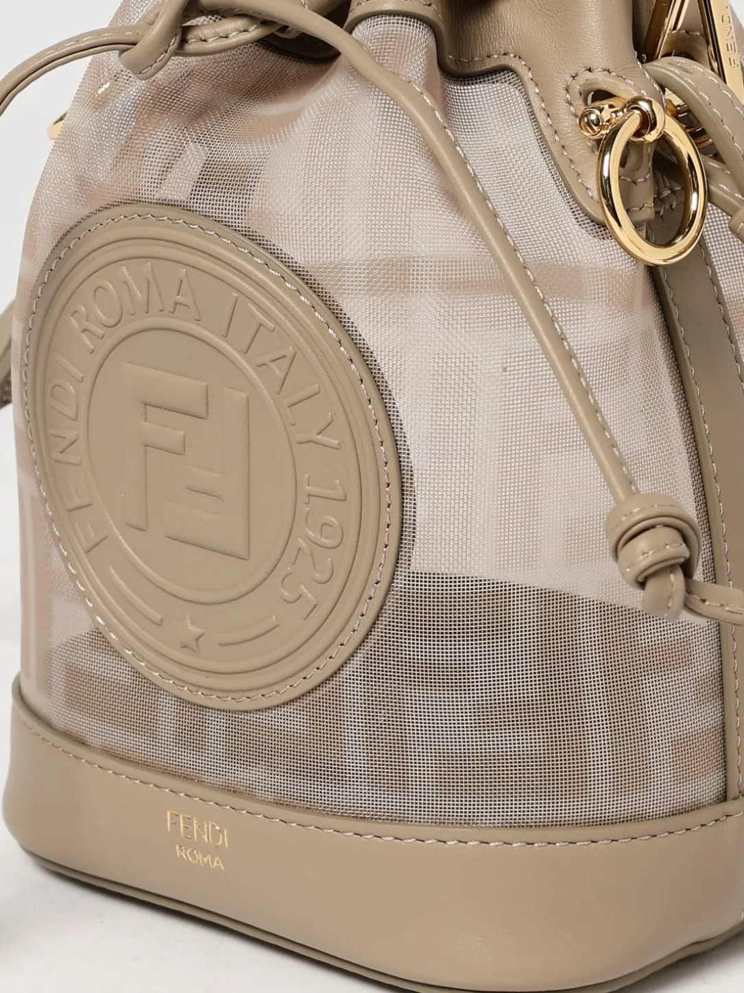 Borsa Mon Tresor Fendi in pelle e nylon a rete con monogram FF
