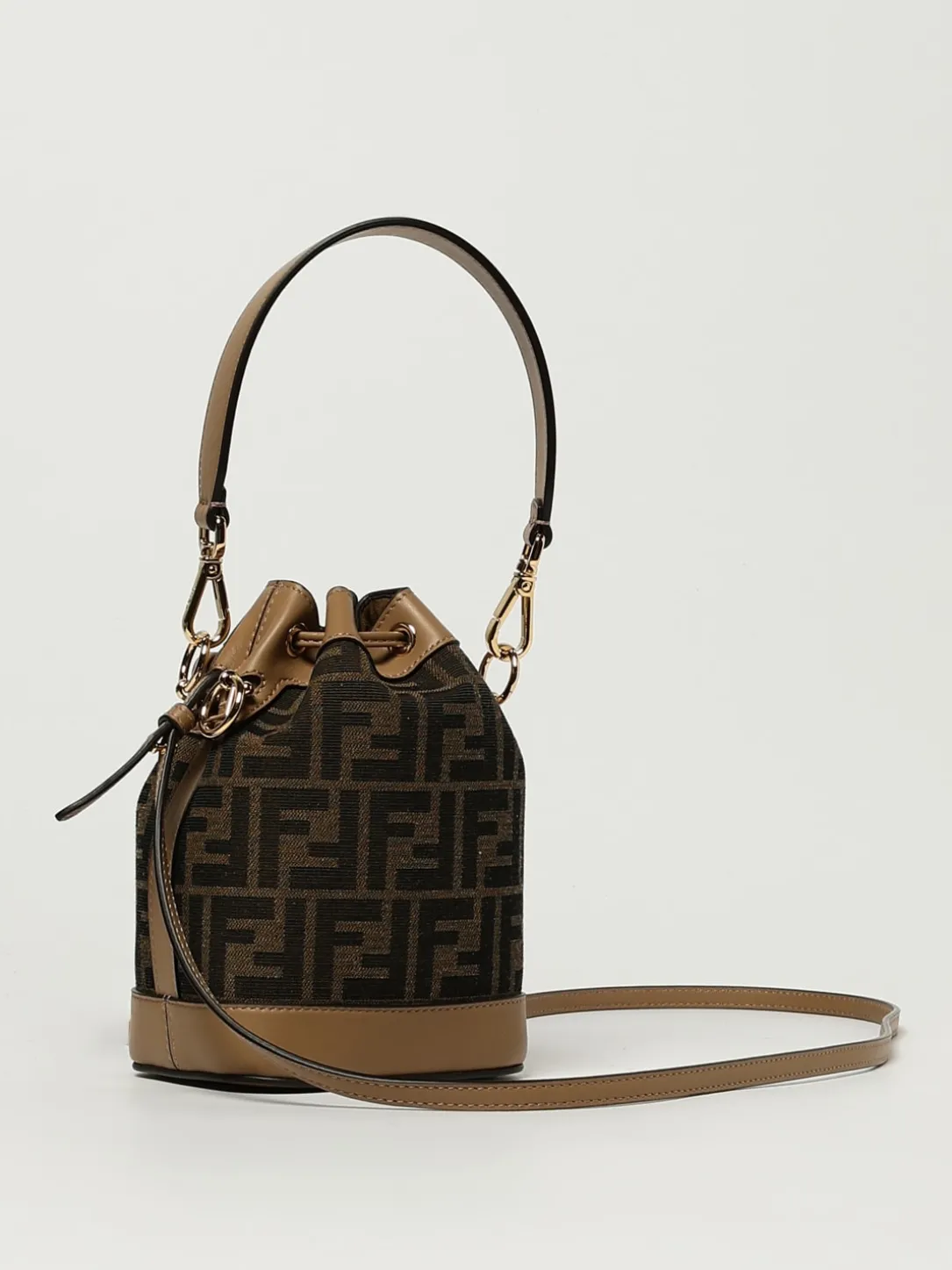 Borsa Mon Tresor Fendi in misto cotone e pelle con monogram FF embossed