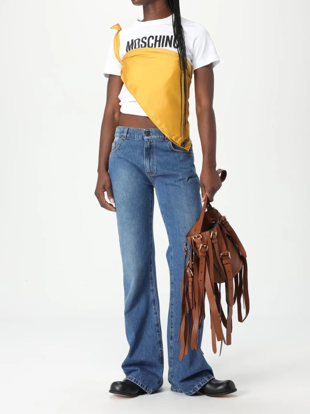 Borsa Moschino Couture in pelle con frange