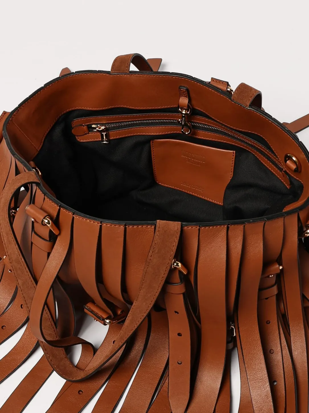 Borsa Multibelts Moschino Couture in pelle con frange e fibbie