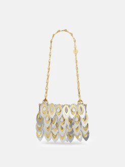 Borsa Nano Teardrop Rabanne in paillettes a forma di foglia e strass