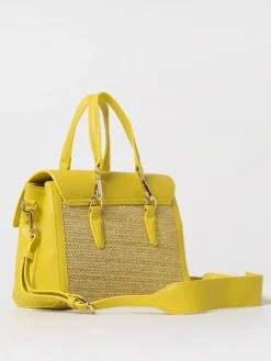 Borsa Quiny Secret Pon-Pon in nappa sintetica e rafia