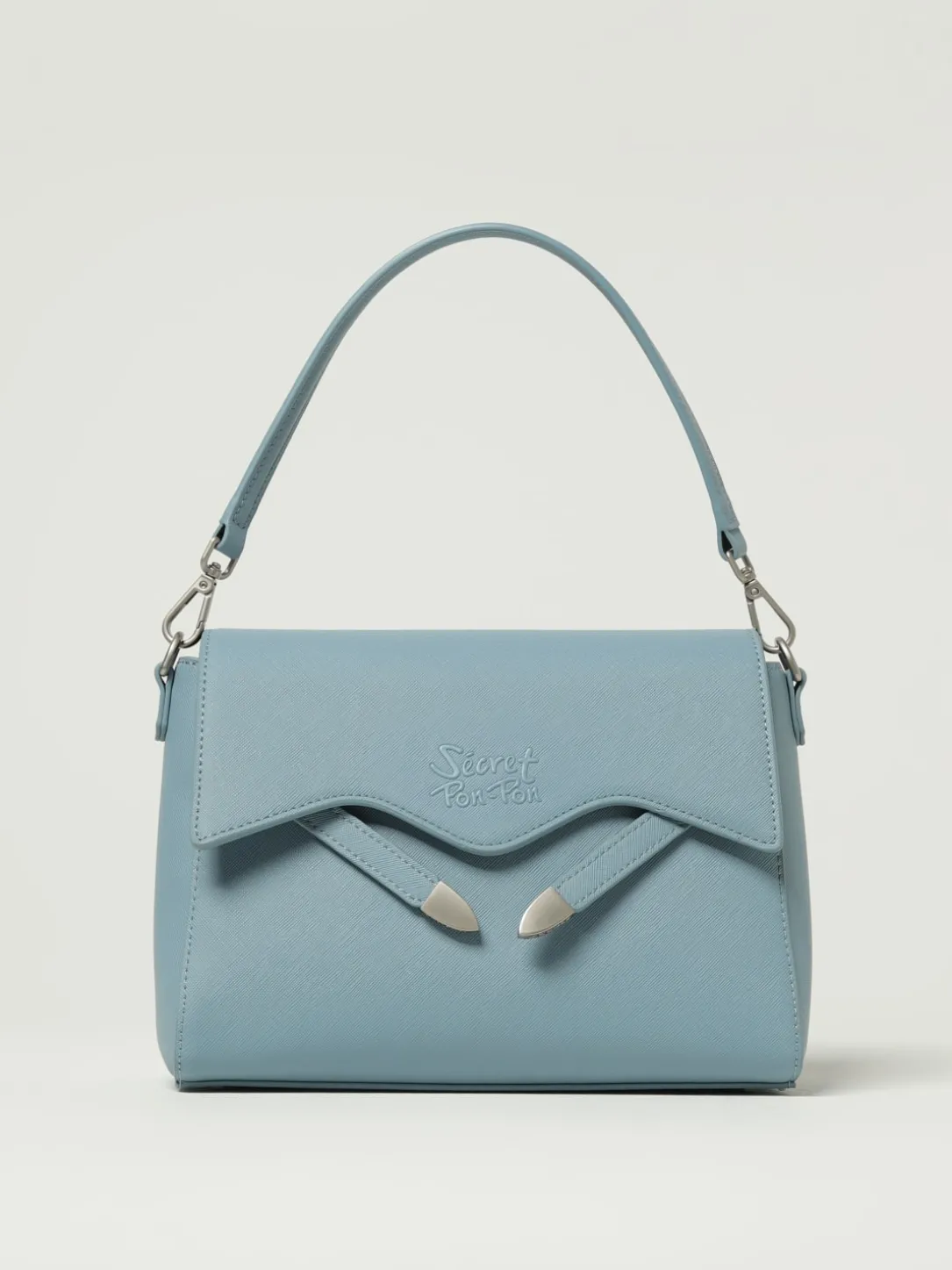 Borsa Quira Grain Small Secret Pon-Pon in pelle sintetica saffiano