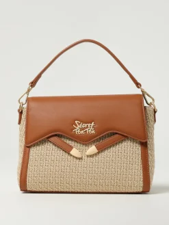 Borsa Quira Raffia Small Secret Pon-Pon in rafia