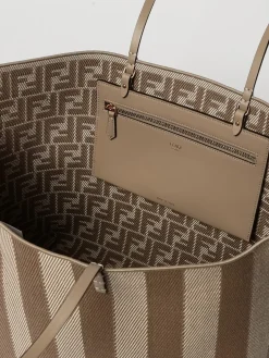 Borsa Roll Large Fendi in denim di cotone con righe jacquard