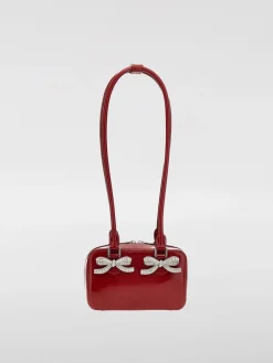 Borsa Self-Portrait in pelle spazzolata con fiocchi gioiello