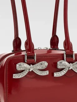 Borsa Self-Portrait in pelle spazzolata con fiocchi gioiello