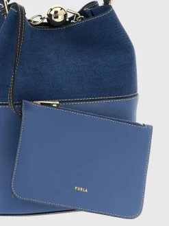 Borsa Sfera S Furla in pelle e denim di cotone