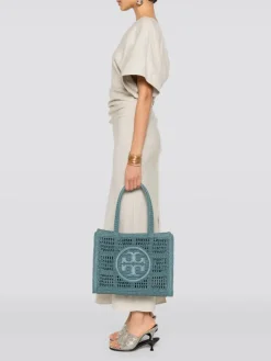 Borsa shopping Ella Tory Burch in rafia all'uncinetto