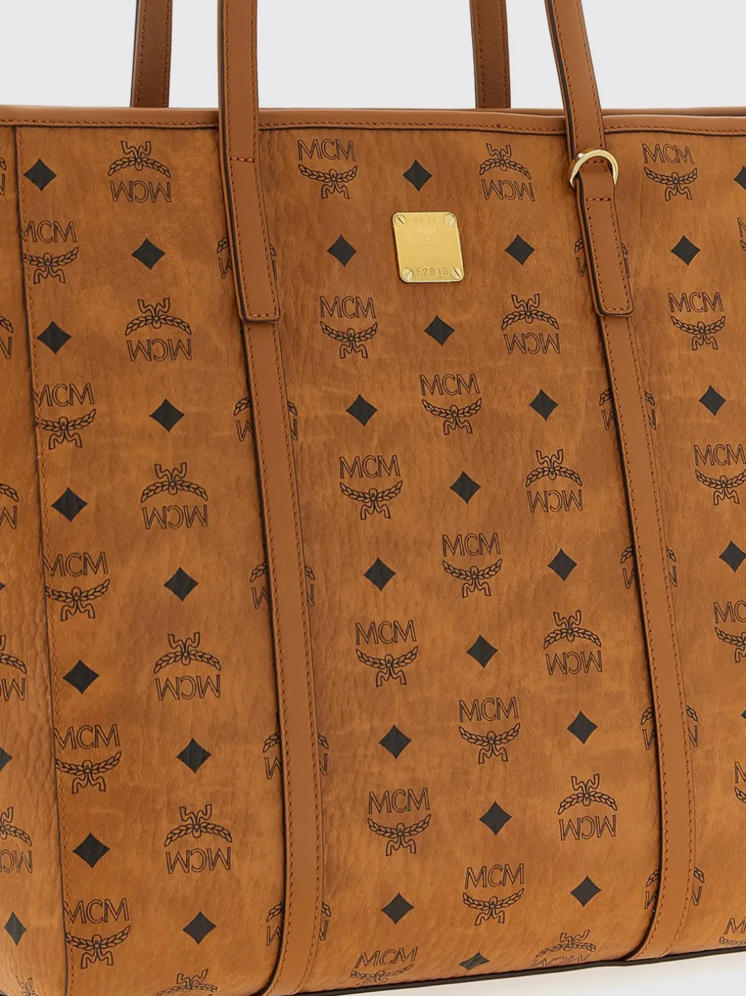 Borsa shopping Toni media in tela stampata Mcm