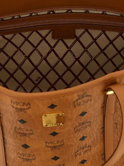 Borsa shopping Toni media in tela stampata Mcm