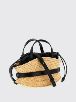 Borsa Shuffle Mini Balmain in rafia e pelle