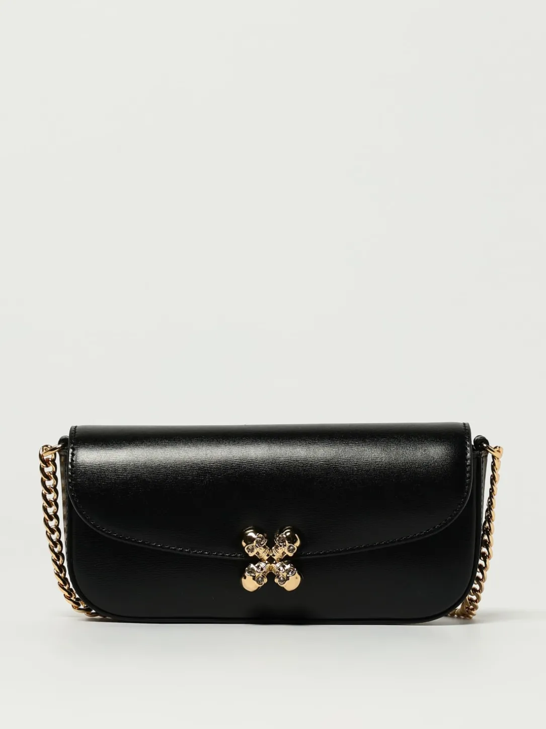 Borsa Skull Flower McQueen in pelle palmellata