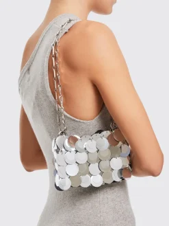 Borsa Sparkle Discs Nano Rabanne in paillettes