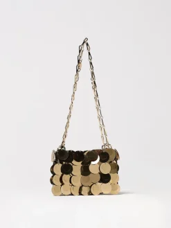 Borsa Sparkle Nano Rabanne in paillettes e maglia metallica