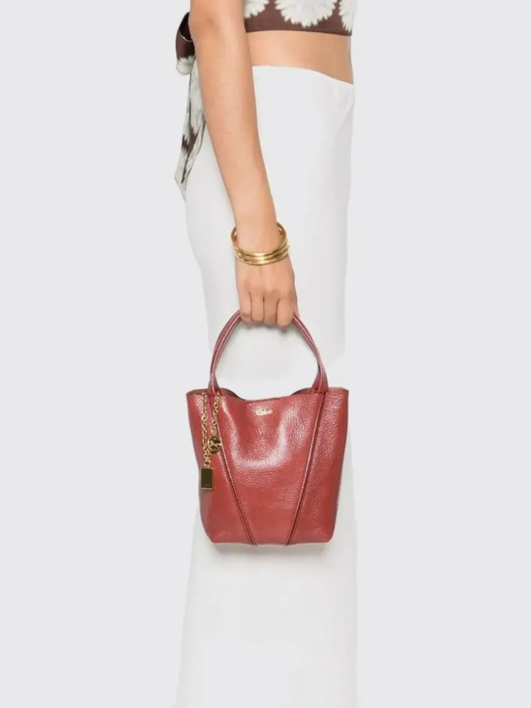 Borsa Spin Mini Chloé in pelle a grana