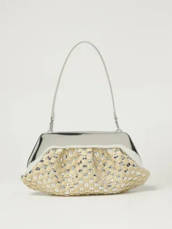 Borsa Themoirè in pelle vegana verniciata e rafia intrecciata