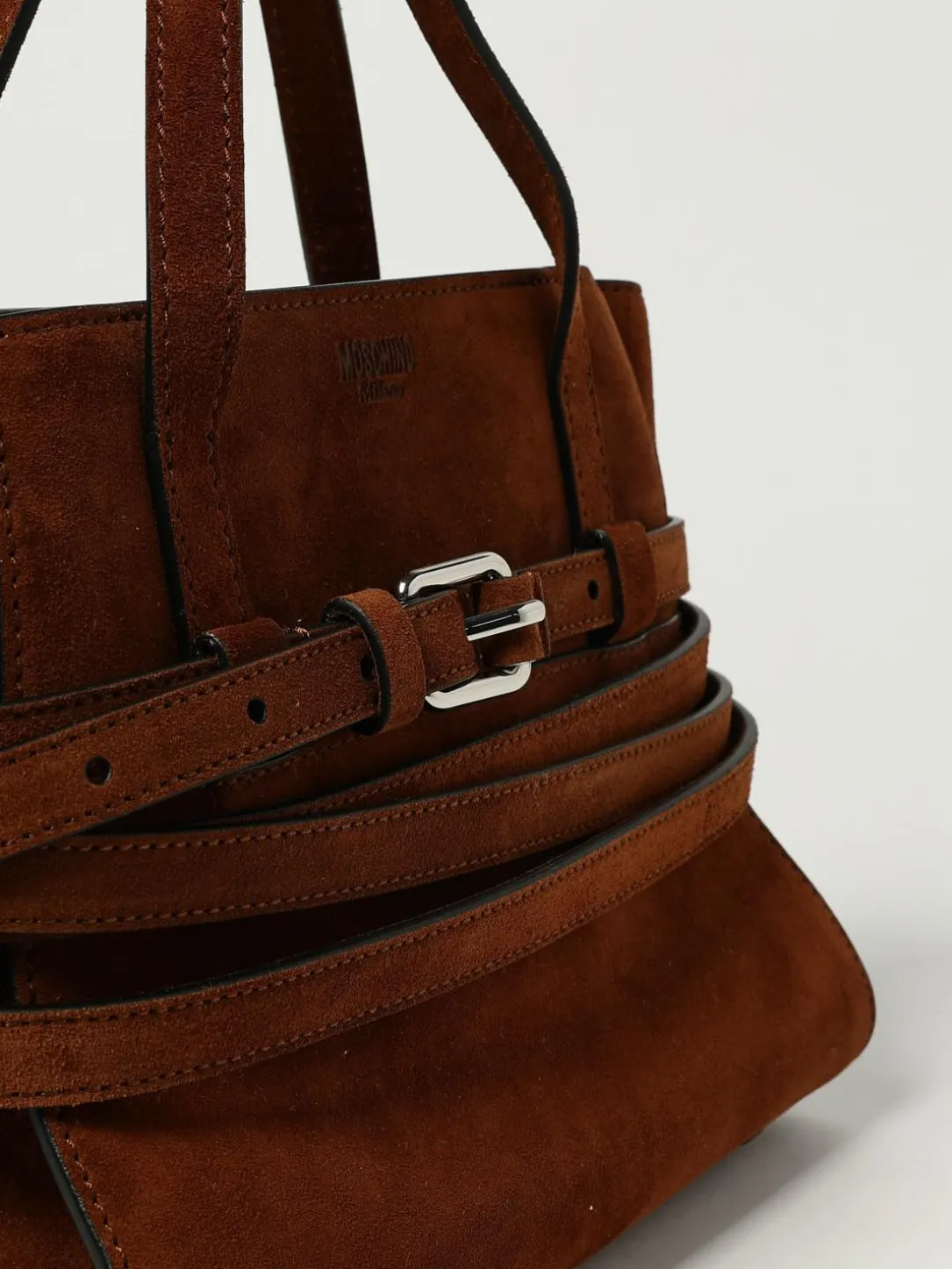 Borsa Tie Me Moschino Couture in camoscio