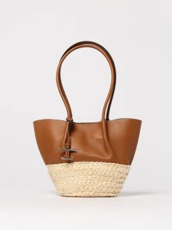 Borsa Tod's in pelle e rafia intrecciata