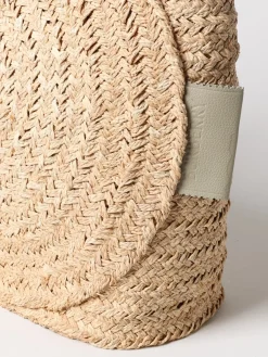 Borsa Tote Burberry in rafia crochet e pelle a grana