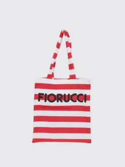 Borsa tote con logo a righe rossa Fiorucci