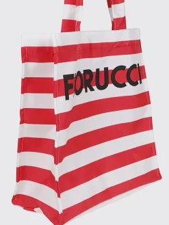 Borsa tote con logo a righe rossa Fiorucci