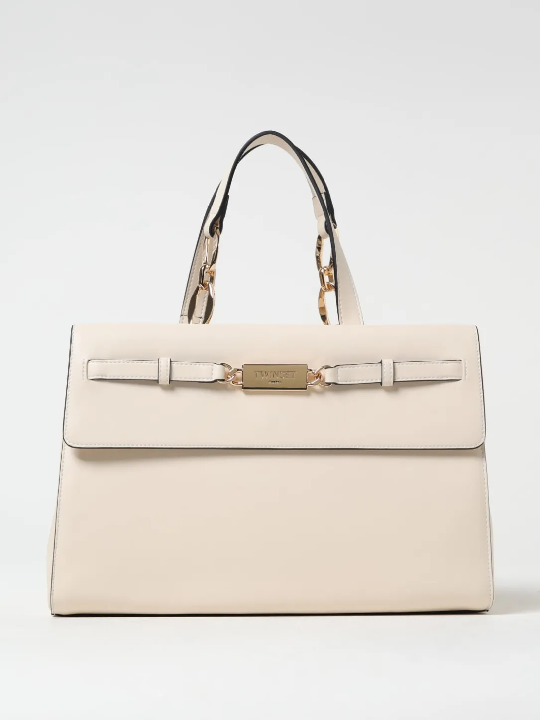 Borsa tote con placca logo Twinset in pelle sintetica