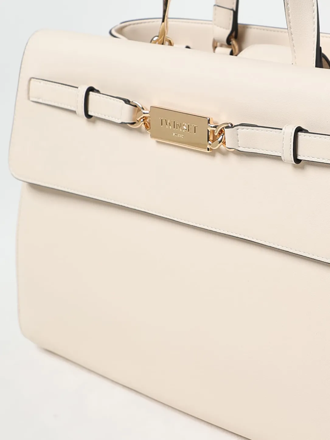 Borsa tote con placca logo Twinset in pelle sintetica