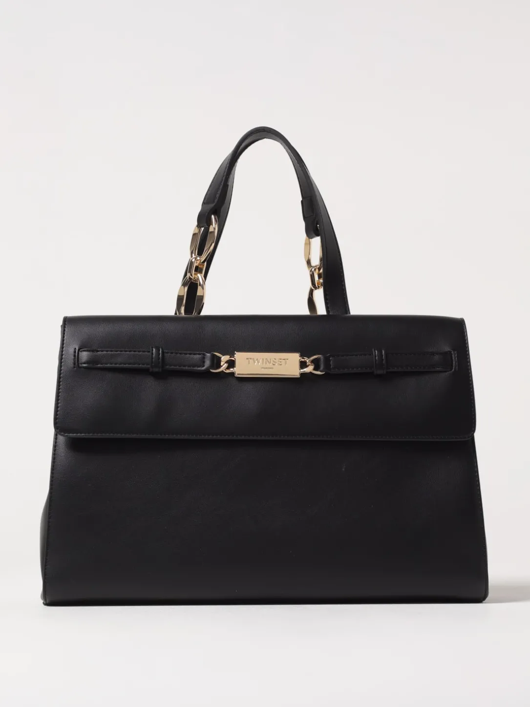 Borsa tote con placca logo Twinset in pelle sintetica