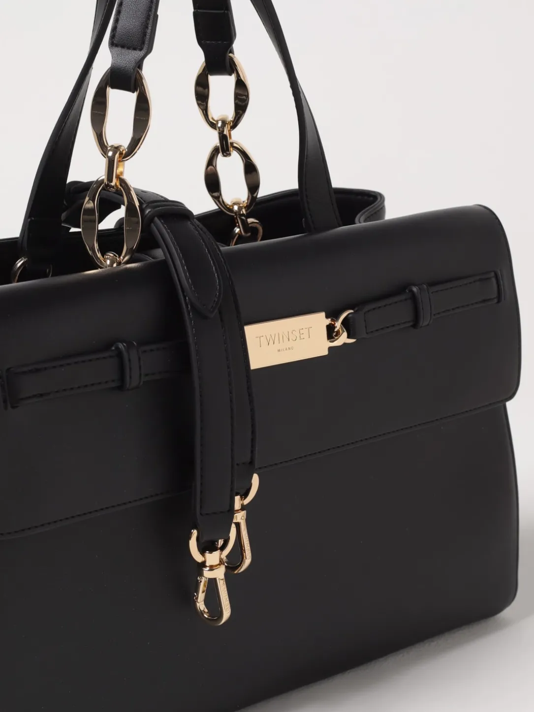 Borsa tote con placca logo Twinset in pelle sintetica