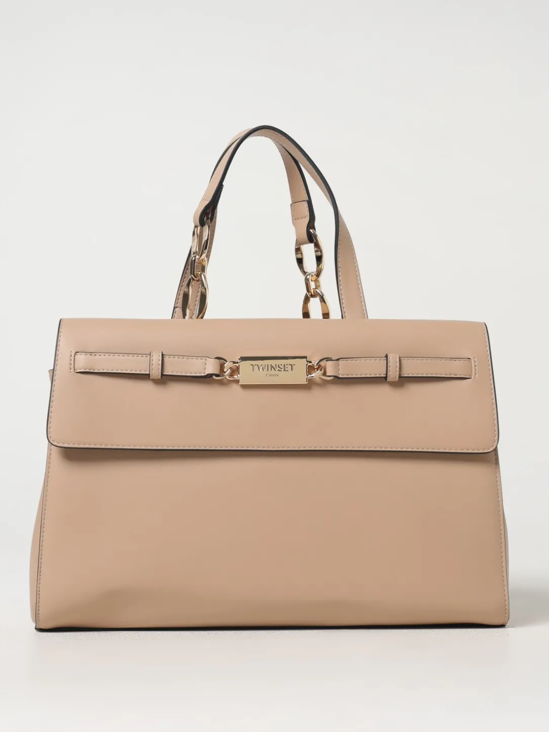 Borsa tote con placca logo Twinset in pelle sintetica