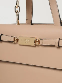 Borsa tote con placca logo Twinset in pelle sintetica