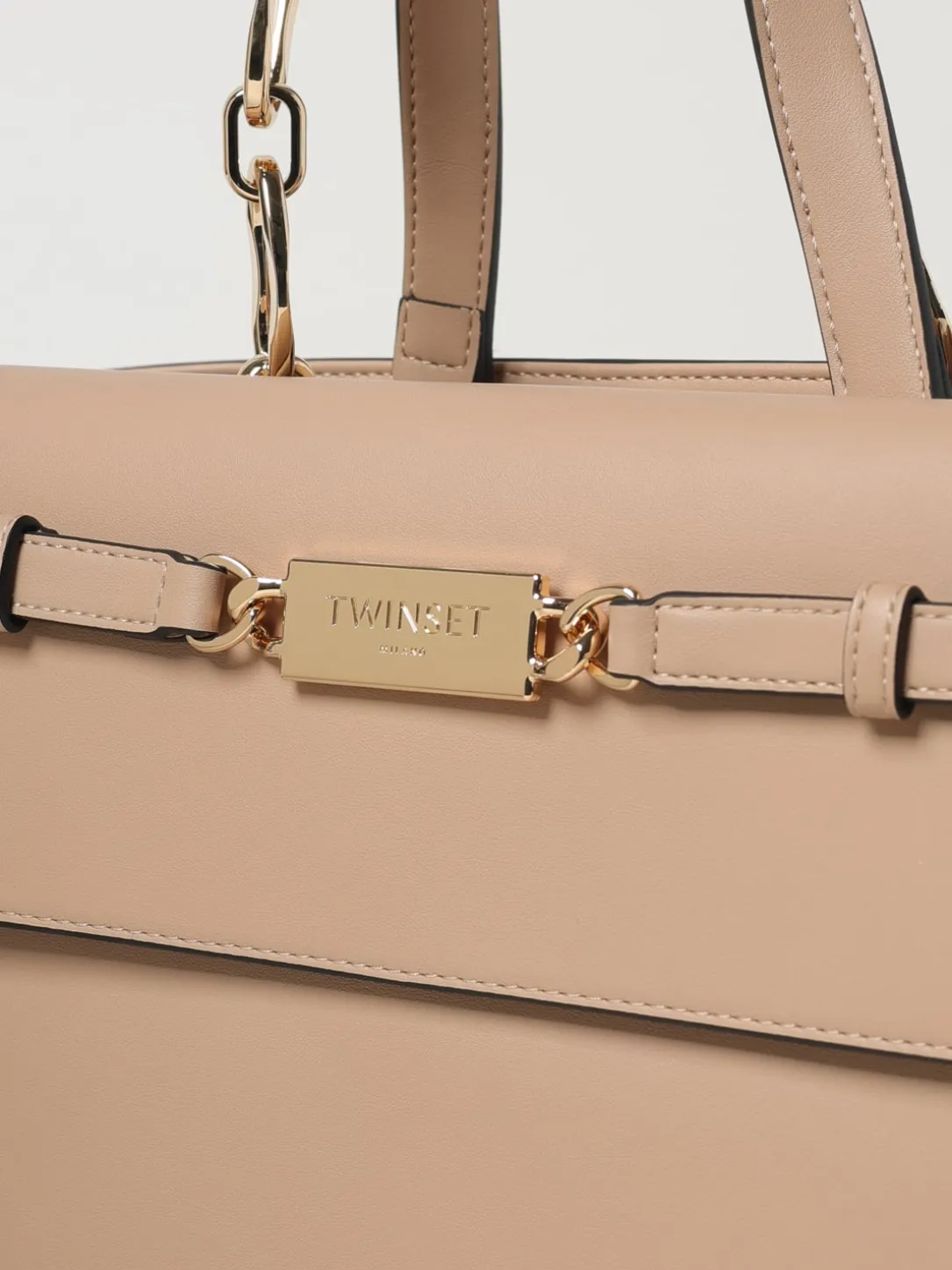 Borsa tote con placca logo Twinset in pelle sintetica
