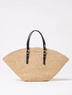 Borsa tote Isa piccola in paglia lavorata a mano Michael Kors