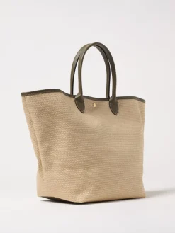 Borsa tote Le Panier Pliage Longchamp in rafia e pelle a grana