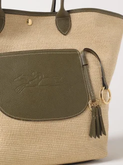 Borsa tote Le Panier Pliage Longchamp in rafia e pelle a grana