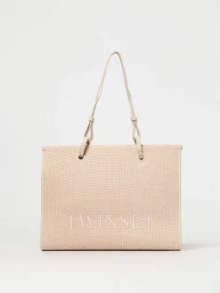 Borsa Twinset in canvas a trama grossa multicolor