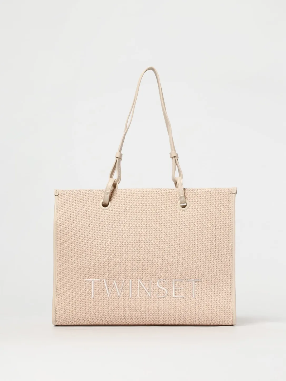 Borsa Twinset in canvas a trama grossa multicolor